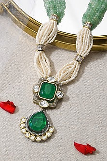 Gold Finish Multi-Colored Stone Necklace
