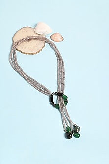Gold Finish Multi-Colored Beaded Scarf Necklace