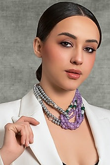 Gold Finish Multi-Colored Beaded Necklace