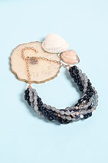 Gold Finish Multi-Colored Beaded Choker Necklace