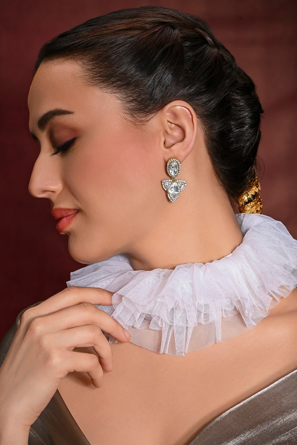 Gold Finish Dangler Earrings