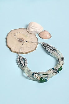 Gold Finish Multi-Colored Beaded Choker Necklace