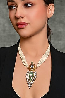Gold Finish Multi-Colored Beaded Necklace