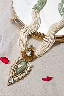 Gold Finish Multi-Colored Beaded Necklace