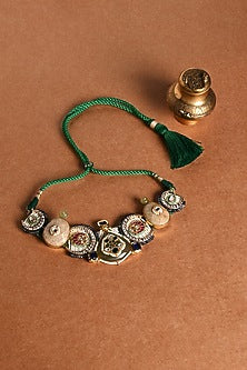Gold Finish Multi-Colored Stone Necklace