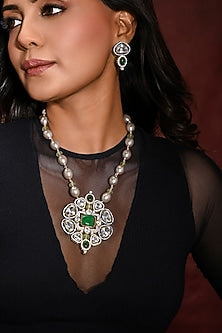 Gold Finish Multi-Colored Stone Necklace Set