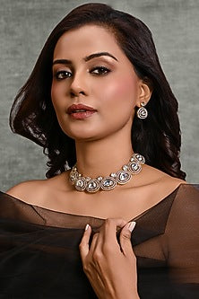 Gold Finish Beaded Choker Necklace Set