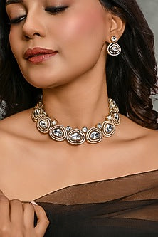 Gold Finish Beaded Choker Necklace Set