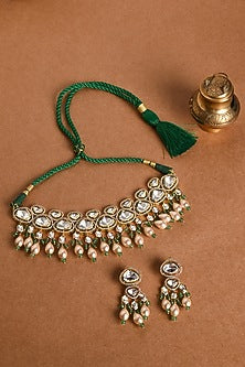 Gold Finish Choker Necklace Set