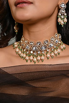 Gold Finish Choker Necklace Set