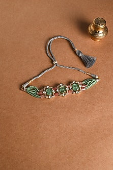 Gold Finish Multi-Colored Stone Choker Necklace