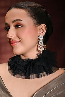 Gold Finish Multi-Colored Stone Dangler Earrings