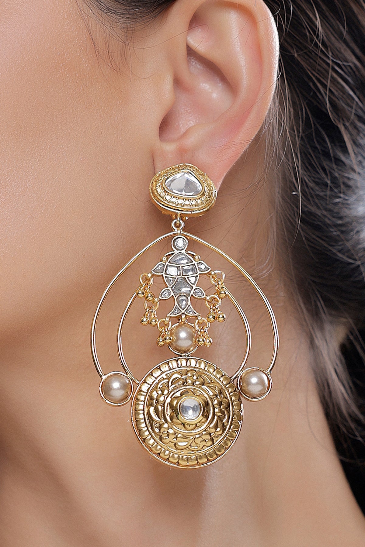Gold Finish Dangler Earrings