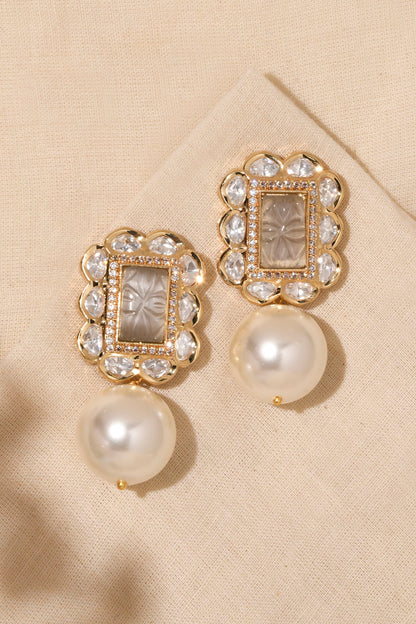 Gold Finish Pearl Drop Handcrafted Earrings