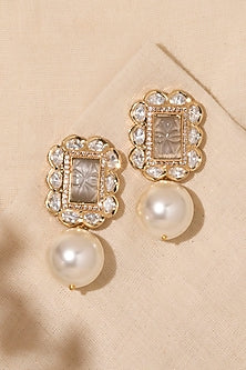 Gold Finish Pearl Drop Handcrafted Earrings