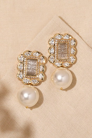 Gold Finish Pearl Drop Handcrafted Earrings
