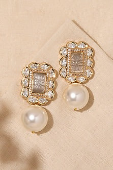 Gold Finish Pearl Drop Handcrafted Earrings