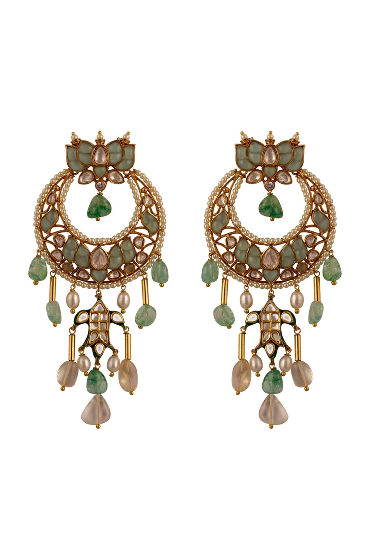 Gold Finish Kundan Polki Earrings