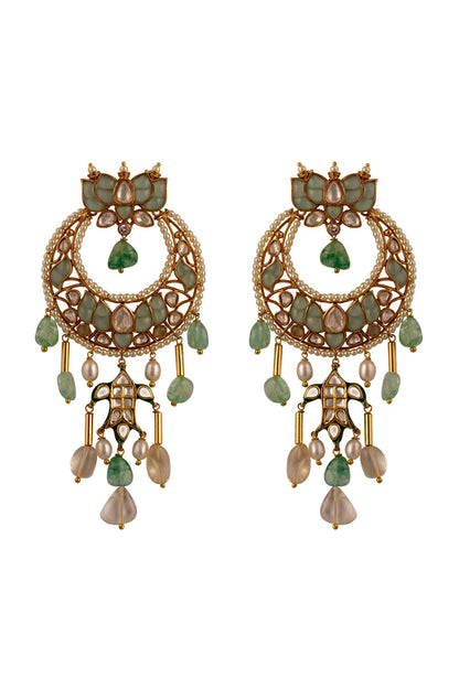 Gold Finish Kundan Polki Earrings