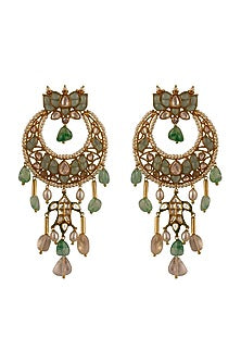 Gold Finish Kundan Polki Earrings