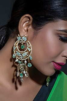 Gold Finish Kundan Polki Earrings