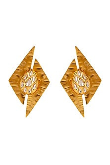Gold Finish Hydro Kundan Polki Earrings