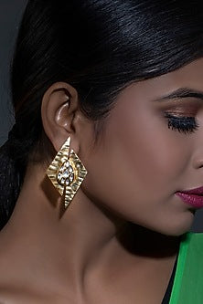 Gold Finish Hydro Kundan Polki Earrings