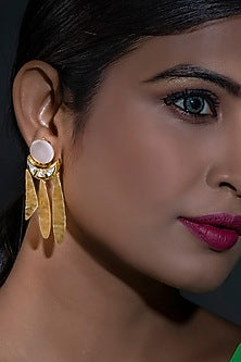 Gold Finish Baroque Pearl Earrings