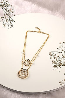 Gold Finish Kundan Polki & Pearl Long Necklace