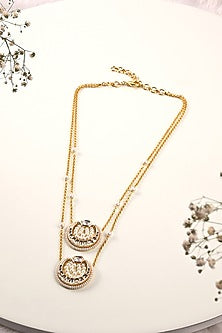 Gold Finish Kundan Polki & Pearl Beaded Long Necklace
