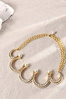 Gold Finish Kundan Polki & Pearl Choker Necklace