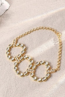 Gold Finish Kundan Polki & Pearl Choker Necklace