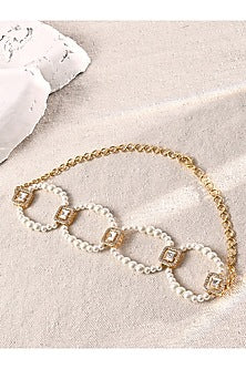Gold Finish Kundan Polki & Pearl Choker Necklace
