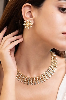 Gold Finish Mirror Choker Necklace