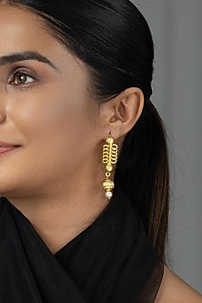 Gold Finish Brass Saniya Drop Earrings