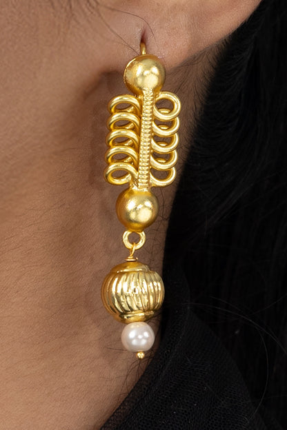Gold Finish Brass Saniya Drop Earrings