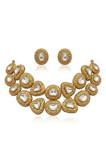 Gold Finish Stone Necklace Set