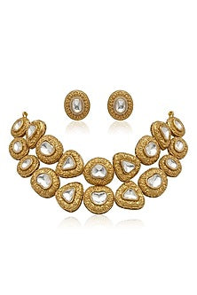 Gold Finish Stone Necklace Set