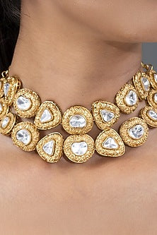 Gold Finish Stone Necklace Set