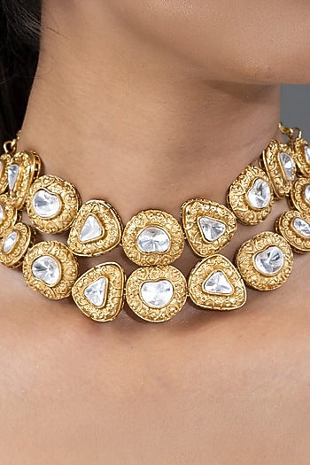 Gold Finish Stone Necklace Set