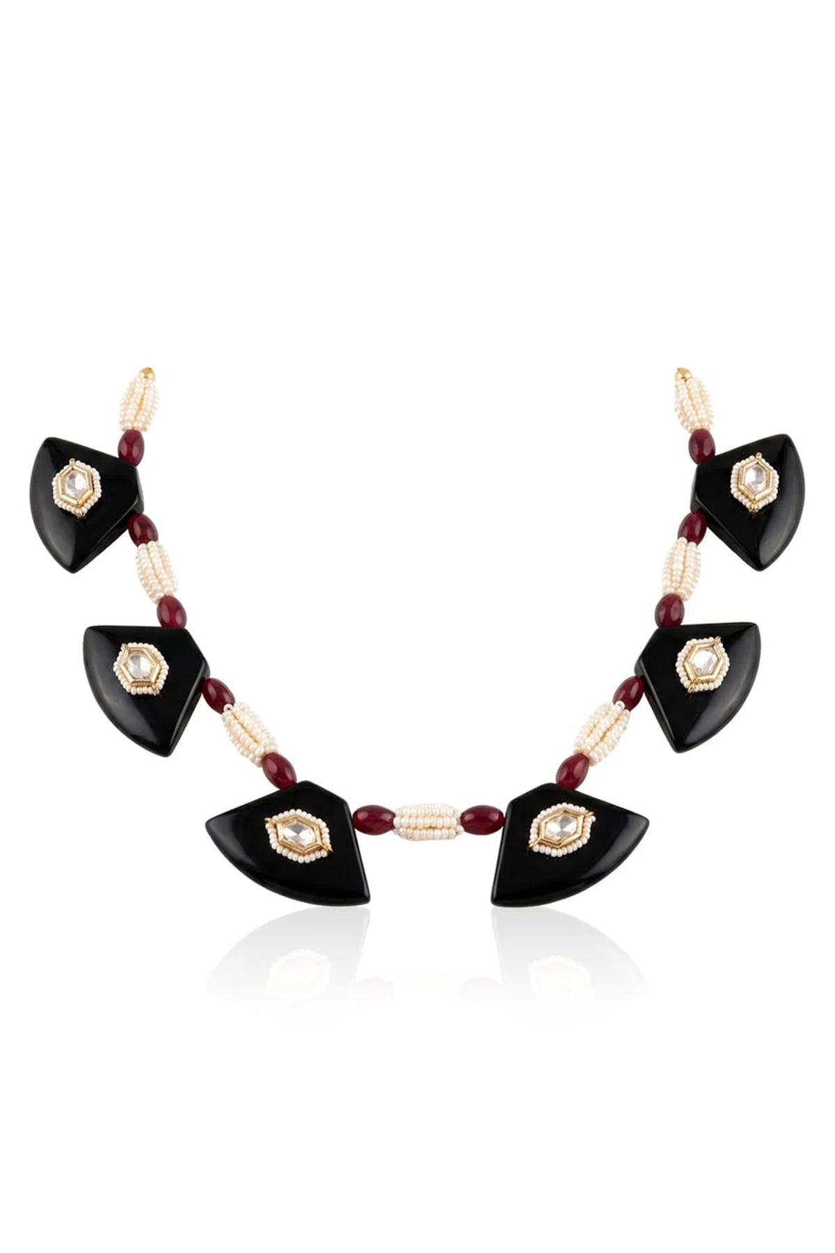 Gold Finish Multi-Colored Stone Necklace