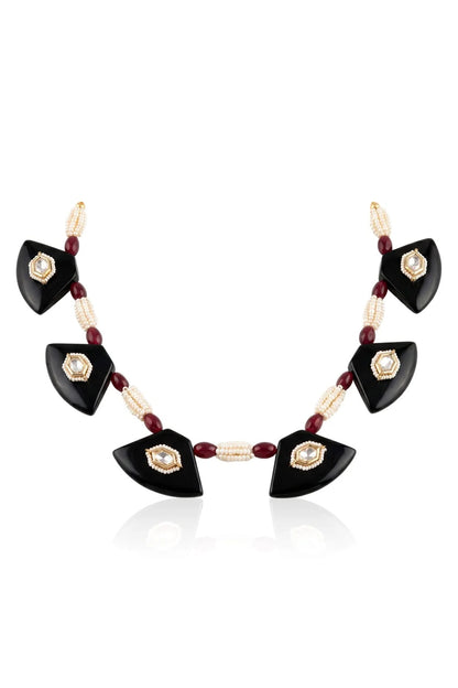 Gold Finish Multi-Colored Stone Necklace