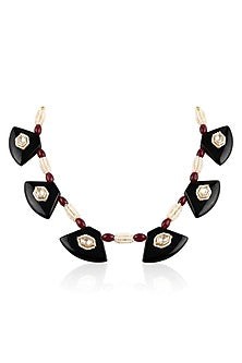 Gold Finish Multi-Colored Stone Necklace