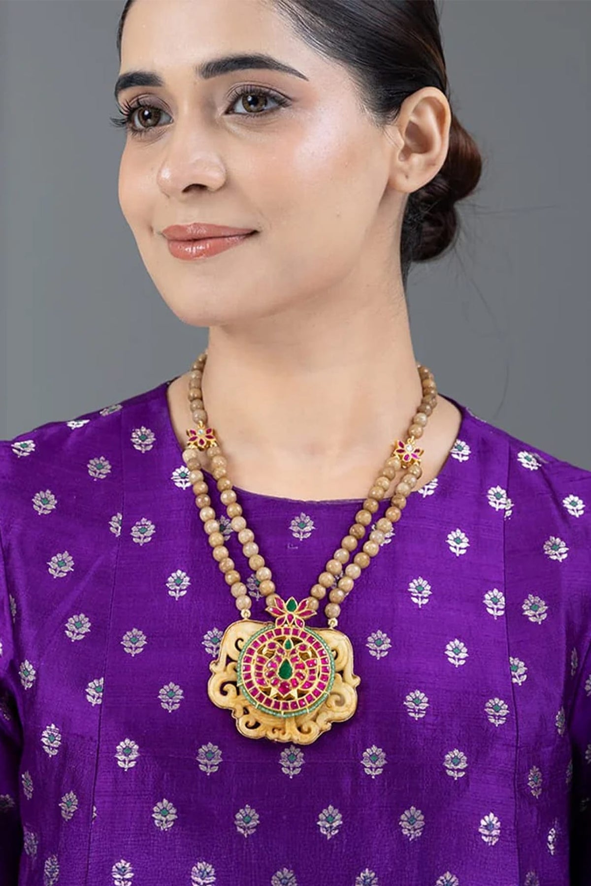 Gold Finish Stone Necklace