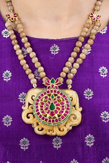 Gold Finish Stone Necklace