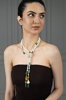 Gold Finish Multi-Colored Pearl Siyana Necklace