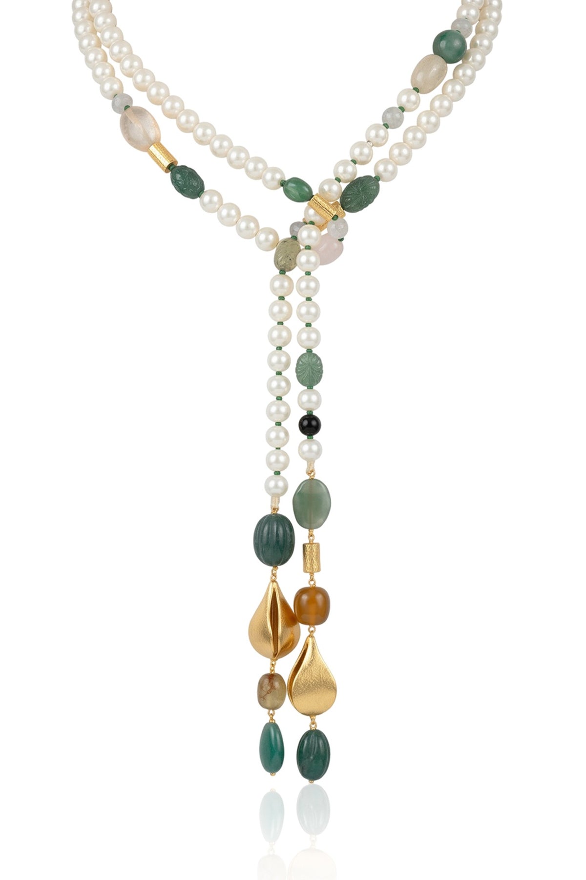 Gold Finish Multi-Colored Pearl Siyana Necklace