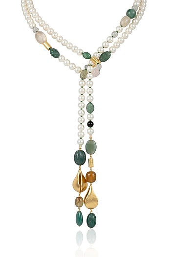 Gold Finish Multi-Colored Pearl Siyana Necklace