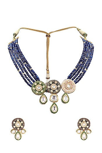 Gold Finish Swarovski Pendant Necklace Set