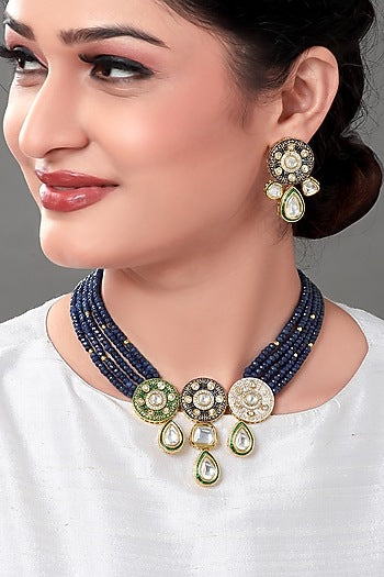 Gold Finish Swarovski Pendant Necklace Set